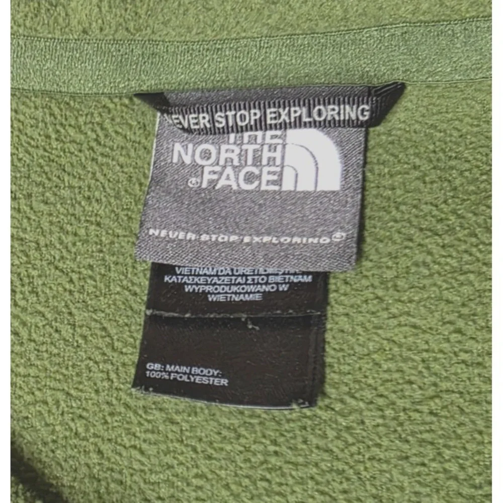 The North‎ Face Fleece Pullover Mens Large Green TKA 100 Quarter Zip Mock Neck